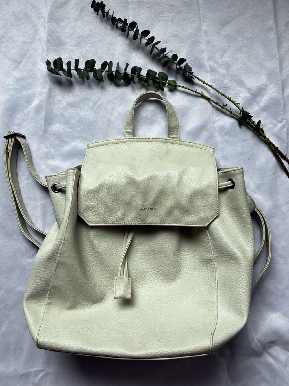Matt & Nat Cream Drawstring Flap Backpack